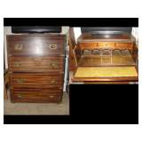 Campaign Desk on 3 Drawer Chest