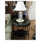 Thomasville, Ernest Hemingway Collection Octagon Black Table w/Gold Accents. 28" W x 30" Tall