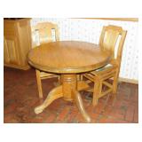 Solid Oak Table, 2 Chairs