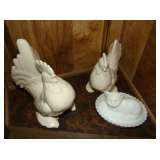 Milk Glass Kitty Trinket Bowl