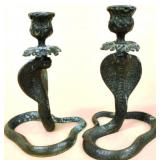 Bronze Cobra candlesticks