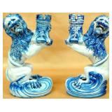 Galle Nancy St. Clement Faience Candleholders