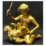 "Exile of a devil" gilded metal sculpture