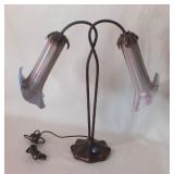 John Cook Favrille glass and bronze Lotus lamp