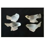 4 Lalique Sparrows birds 