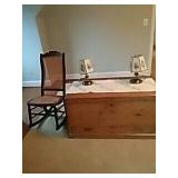 Antique Chest, Rocker, and Lamps