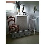 Cottage Cabinet, Stand, Chair, and Coat Rack