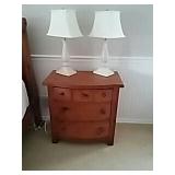 Three-Drawer Stand and Two Lamps