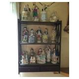 16 Figurines and Two Drawer Shelf