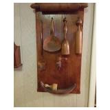 Antique Wooden Kitchen Tool Display
