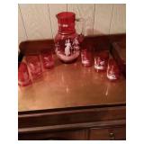 Hand Painted Blown Glass Pitcher