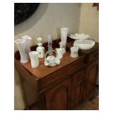 Reticulated Cake Plate, Basket, Vases