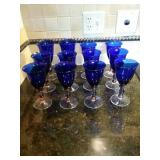 Set of 12 Cobalt blue Glasses