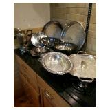 Silver Plate Trays, Bowls , Pewter