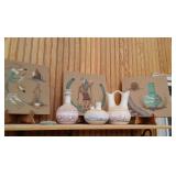 3 Clay Pots and 3 Art Pieces
