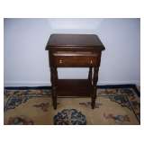 Pine Wood Nightstand and Rug