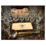 Copper Ladle, Pots, and Glassware