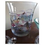 Paperweight Vase, Etched Bowl, and Waterford