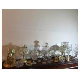 Anniversary Clock, Crystal Candle Holders Carafe, and Glasses