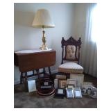 Chair, Side Table with Mr. Christmas Piano Symphonique