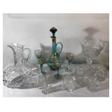 Crystal Pitcher, Creamer, Sugar, Compote, and More