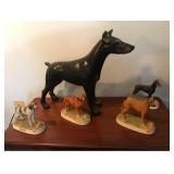 Large Doberman & 4 Lionstone Liquor Bottles