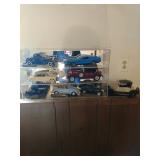 Lot of 8 Vintage Model Cars with Display Case
