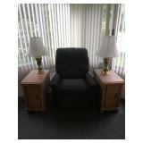 Recliner, 2 Lamps, and 2 End Tables