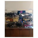 Vintage Model Cars Lot of 7 with Display Case