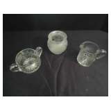Antique Etched Glass Sugar and Creamer