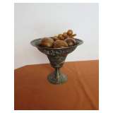 Decorated Metal Pedestal Vessel