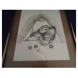 Billiard Player Framed Drawing