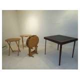 Folding Card Table & TV Dinner Table with Stand