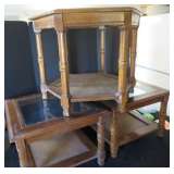 Set of Three Glass-Top Tables