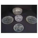 Set of Pressed Glass Trays and Bowls