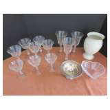 Lenox Vase, Sterling Dish, and Vintage Stemware