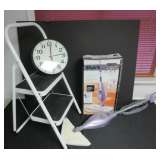 Step Stool, Electric Mop, and Clock