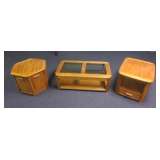 Glass-Top Coffee Table and Two End Tables