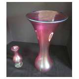 Two Art Glass Vases - Engraved