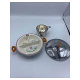 Hot Water Baby Dish and Silver Glass Lined Bowl