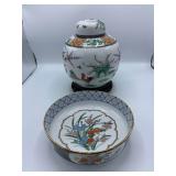 Rooster Ginger Jar, Floral Bowl