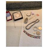 Two 14k Necklaces and Sterling Pieces