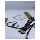 Garnet, Biwa Pearl, and Beaded Necklaces