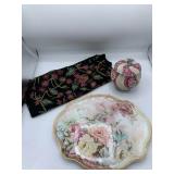 Large Platter, Covered Jar, and Scarf