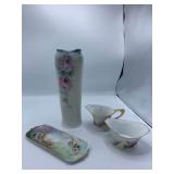 Large Vase, Creamer, Sugar, Tray