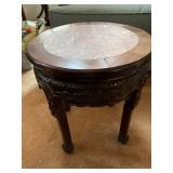 Marble Top Carved Wood Table