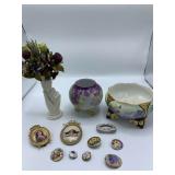 Porcelain Pins, Bowls, Portraits