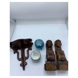 Wall Shelf, Covered Trinket Boxes, Corbel