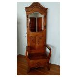 Antique Oak Hall Tree