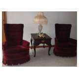 Pr. Matching Burgandy Arm Chairs